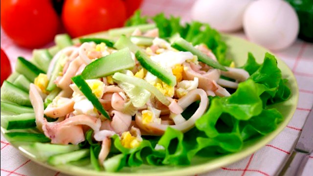 Овощные салаты рецепты с фото простые и вкусные, с кальмаром и огурцом